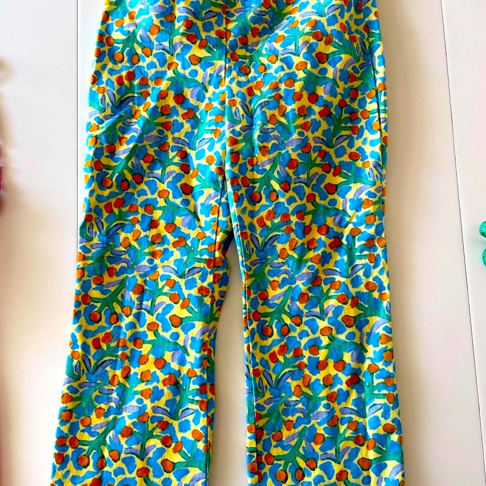 Aritzia Wilfred Floral Pants Yellow Blue